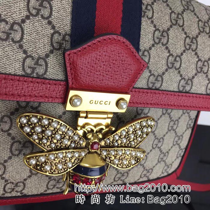 GUCCI古馳原單 新款高仿GUCCI新款專櫃品質原單貨實物實拍524356 啡pvc紅皮單肩斜挎包 HY1175